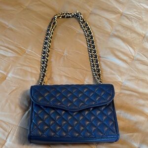 Rebecca Minkoff Navy Quilted Shoulder Bag with Chain Strap